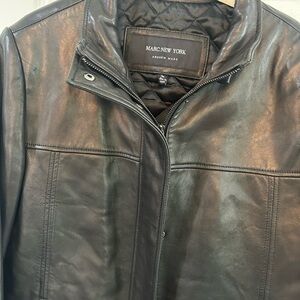 Marc New York Men's Metallic Gray Leather Jacket